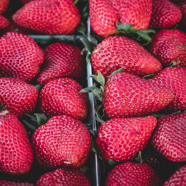 A crate of strawberries